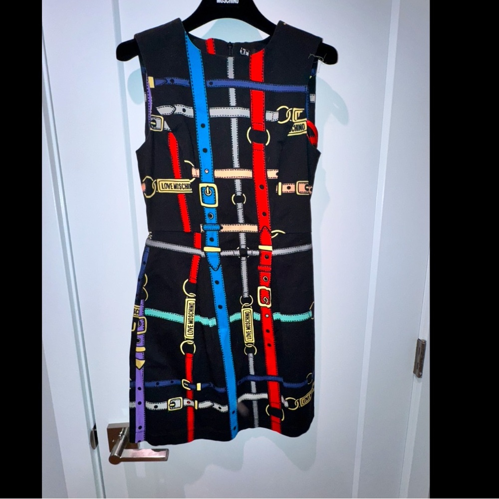Love Moschino Black buckle design mini Dress with pockets